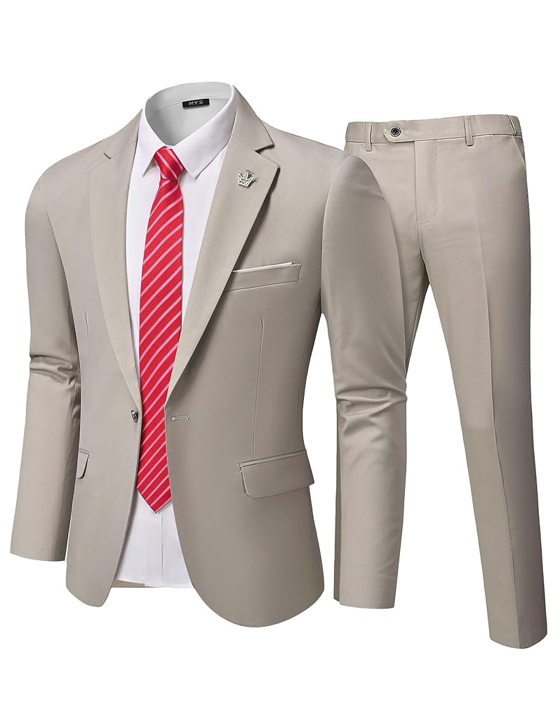 新品未使用　soyy. My Suits MY'S Men's 2 Piece Suit with Tie, One Button Slim Fit Solid